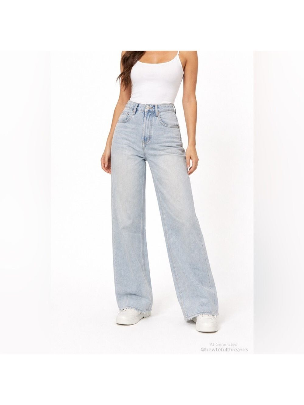 TOPDRESSING Small (26) Light Wash High-Rise Wide Leg Jeans Distressed Hem